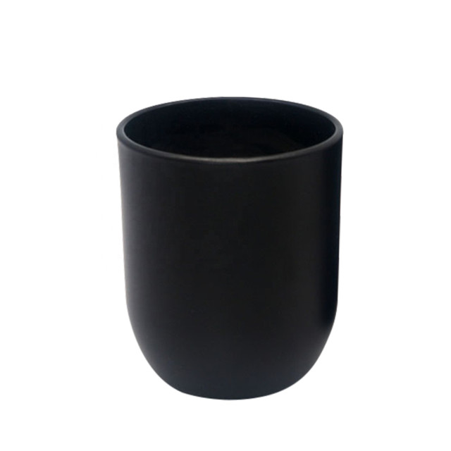 Frosted Round Shape Black Candle Vessel