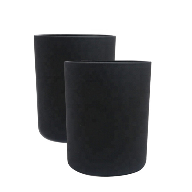 Frosted Round Shape Black Candle Vessel