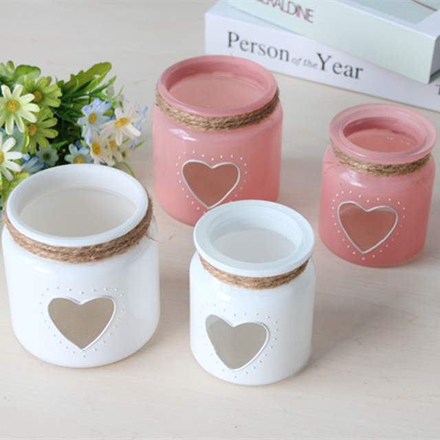 Scented Wedding Heart Glass Candle Jar