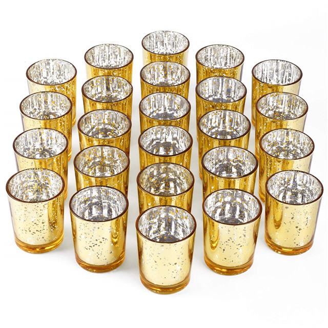 Lon Plating Glass Gold Candle Vessel
