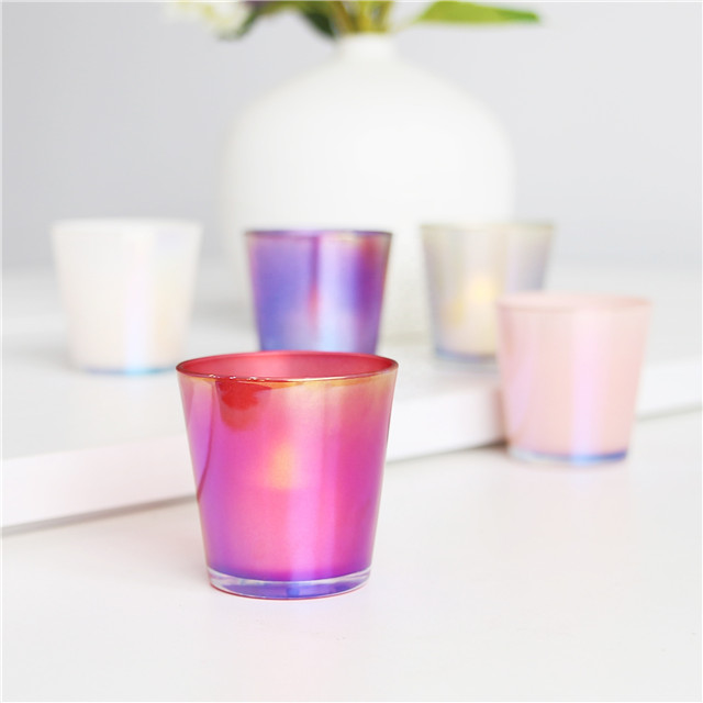 Custom Iridescent Tealight Candle Holder Glass