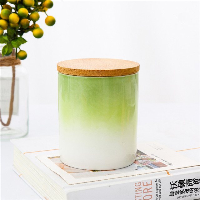 Ceramic Gradient Green Unique Candle Jar