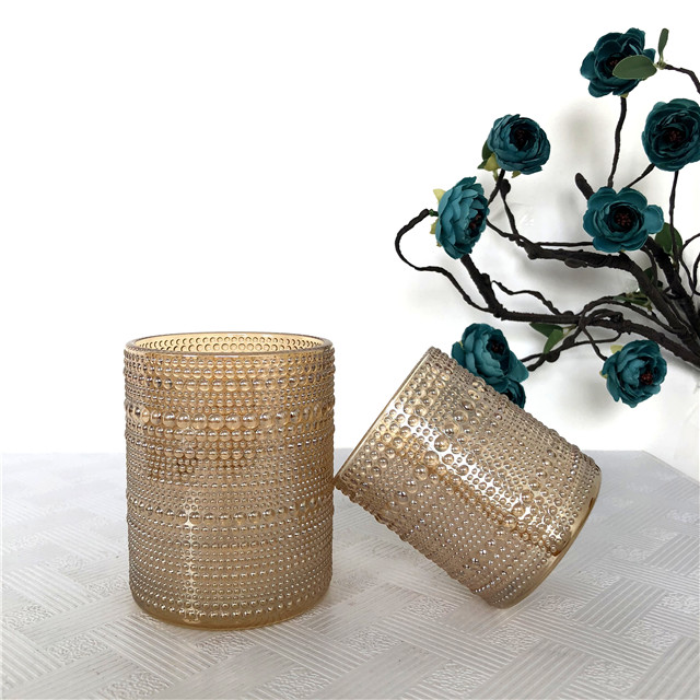 Elegant Shiny Iridescent Embossed Candle Jar