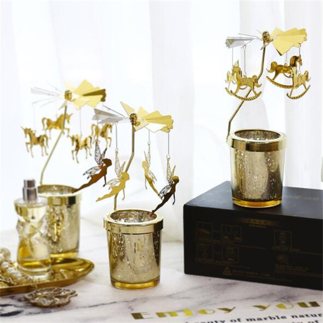 Golden Table Decorative Glass Candle Holder
