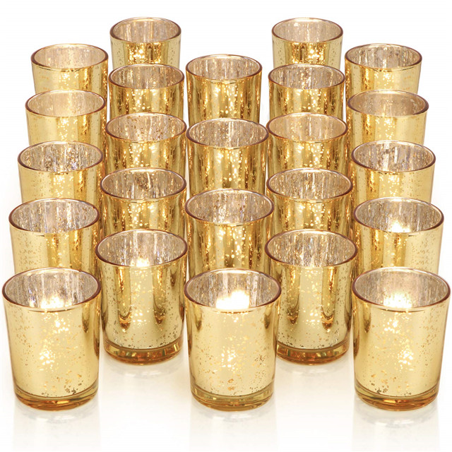 Lon Plating Glass Gold Candle Vessel
