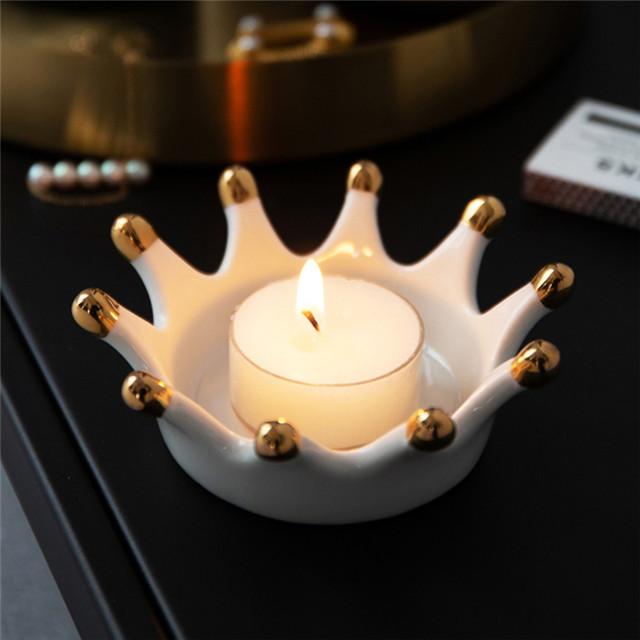 Hot Stamping Ceramic Crown Candle Holder