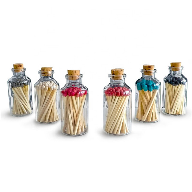 Wooden Glass Bottle Matches Colored Match Sticks