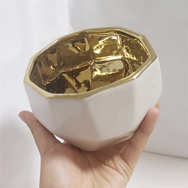 Diamond Shape White Ceramic Candle Container